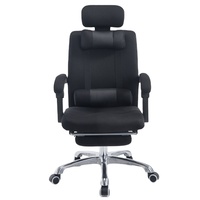 Chaise de bureau moderne pour cadres, en maille PVC, base en acier inoxydable, hauteur réglable, inclinable, pour usage domestique, FlameGlow B59