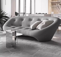 Juego de Sofás Cuadrados Seashell, Diseño Egipcio Moderno, Cuero Genuino Azul, Sofá Modular de 3 Plazas para Sala de Estar, Muebles para Villa