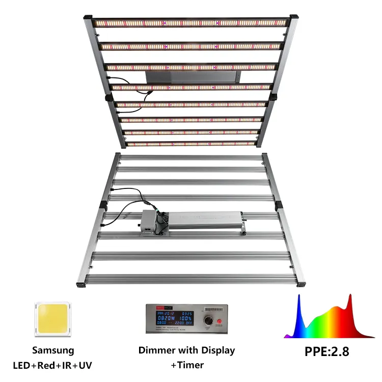 Mới nhất có thể gập lại 800W phát triển ánh sáng hẹn giờ điều khiển quang phổ đầy đủ 660nm màu đỏ có tính năng lm281b/lm301h Epistar 1000W 600W 720W