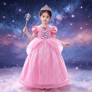 Conjunto <span class=keywords><strong>de</strong></span> Disfraz <span class=keywords><strong>de</strong></span> Princesa Aurora Rosa <span class=keywords><strong>para</strong></span> <span class=keywords><strong>Niñas</strong></span>, Vestido <span class=keywords><strong>de</strong></span> Tul con Lentejuelas, Corona, Varita, Disfraz Infantil <span class=keywords><strong>para</strong></span> Fiesta <span class=keywords><strong>de</strong></span> Cumpleaños - Product Image 4