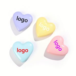 Customized Logo Printed Pocket Compact Folding Brush with Mirror Heart Foldable Hair Brush Keychain Promotional Cute Bag Charm