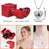Ensemble de bijoux collier et boucles d'oreilles style pomme, coffret cadeau élégant avec fleurs, carte en papier en forme de cœur, emballage carré en papier