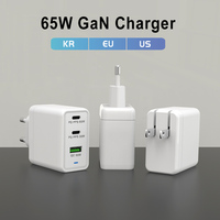 3 Usb Type-c PD Haute Vitesse USB-C Rapide 65W GAN Chargeur Chargeur de Voyage Chargeurs Multifonctions pour Téléphone Mobile Ordinateur Portable Tablettes