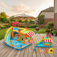 Château gonflable géant FBSPORT, équipement de terrain de jeu extérieur pour enfants, château gonflable avec toboggan et piscine