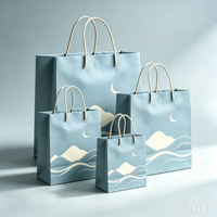 Logo personnalisé, usine de production directe, service tout-en-un, sacs en papier pour l'emballage des vêtements, sacs de shopping, bleu ciel classique de luxe