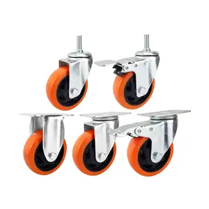 3 "4" 5 "orange 3 Zoll PVC/PU-Rad rollen schwenkbare obere Platte Gewindes pindel Rollen rollen mit Bremse