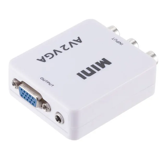 Fjgear Adaptor VGA Ke AV RCA Av, Konverter Vga Ke AV 1080P dengan Audio 3.5Mm untuk HDTV PC Otherr Audio Rumah