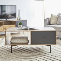 Phoenix Home Bois et Noir Moderne Un Tiroir En Bois Salon Vente Chaude Table Basse