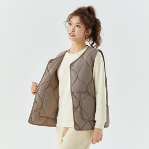 <span class=keywords><strong>Chaleco</strong></span> interior de lana cálido y grueso para <span class=keywords><strong>mujer</strong></span> con relleno adicional, chaqueta exterior informal con botones de lana para <span class=keywords><strong>mujer</strong></span> en material de algodón - Product Image 5