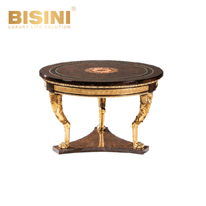 Tavolino da caffè in legno massello di lusso francese con superficie in vetro intagliato <span class=keywords><strong>foglia</strong></span> d'<span class=keywords><strong>oro</strong></span> Design moderno per soggiorno - Product Image 3