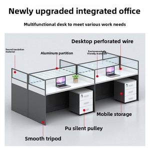 Conjunto de Mesa y Silla de Oficina para Personal, Estación de Trabajo con Divisiones, Madera Ignífuga, Diseño Moderno y Minimalista para Trabajo Financiero - Product Image 5