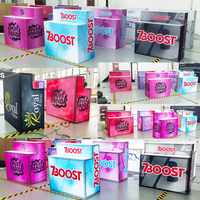 Comptoir de stand d'exposition pliable de 1,2 m avec écran LED rétroéclairé, en aluminium SEG, impression personnalisée, à niveaux