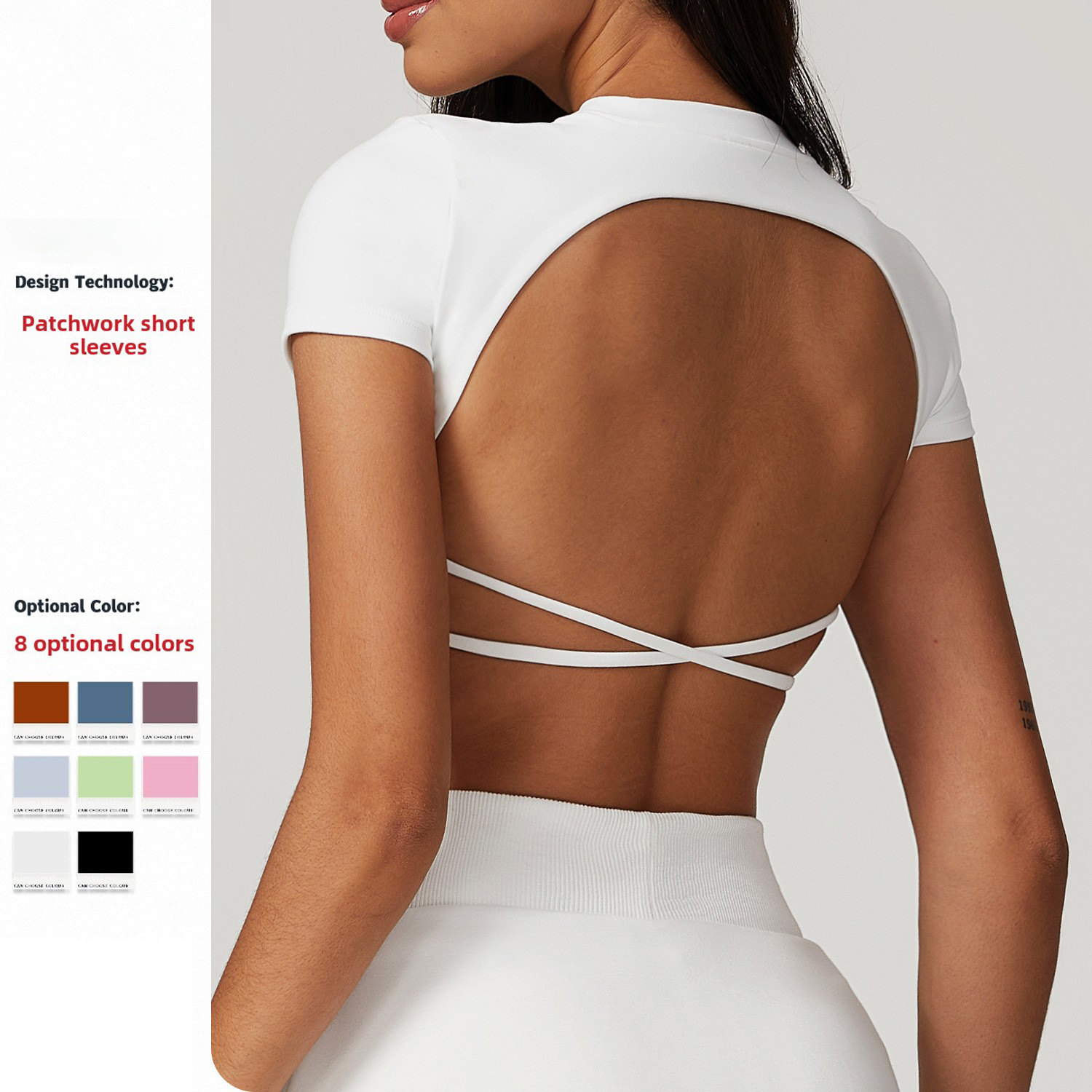 Women's Fitness Tops Brushed Tight Back Short-Sleeved Yoga T-Shirt Casual Running Sports Workout Sportswear Adults 8536