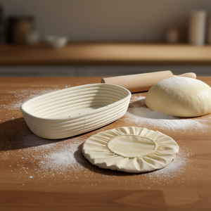 Proofing <b>Basket</b> Ear Shape With Cover For <b>Bread</b> Proofing 12x8 Inches Baking Tool - Product Image 3