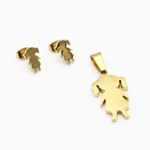 Fashion <b>Kids</b> <b>Jewelry</b> Set Cartoon <b>Jewelry</b> Type Trendy Cute Girls Women Earrings and Pendant Statement Gold <b>Jewelry</b> Sets - Product Image 2