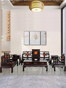 Ensemble de meubles classiques en bois de santal rouge Ming Qing avec joint mortaise et tenon et espace de rangement pour salon 008 Livin - Product Image 3