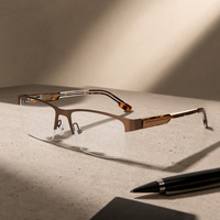 Monture de lunettes de sport en métal tendance, demi-monture en acier inoxydable, verres optiques, branches colorées, unisexe