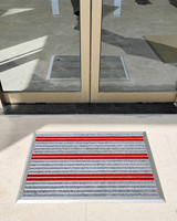 Tapis d'entrée commercial intérieur en aluminium RUIJUN, vente directe usine, motif géométrique moderne antidérapant, caoutchouc anodisé fin