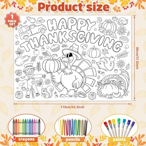 Affiche de coloriage géante pour <span class=keywords><strong>la</strong></span> famille, Thanksgiving, parent-enfant, graffiti, personnalisable, DIY, nappe <span class=keywords><strong>à</strong></span> colorier, bannière pour décoration murale - Product Image 6