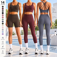 Ensemble de yoga assorti en polyamide ultra-doux pour l'été, soutien-gorge push-up, legging d'entraînement, ensemble de fitness bordeaux pour femmes