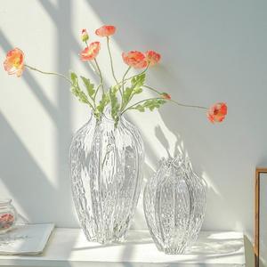 แจกันแก้วสีพื้นเรียบหรูสไตล์โมเดิร์น ตกแต่งบ้าน สไตล์นอร์ดิก เรียบง่าย ลายนูน โปร่งใส คุณภาพสูง - Product Image 2