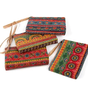 Custom Eco Friendly Printing Wallet with Wrist and Zipper for Women Hot Selling Cork Fabric Coin Purse