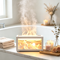 Diffuseur d'huiles essentielles silencieux avec télécommande, 140 ml, diffuseur d'arômes bicolore, humidificateur, mini diffuseur d'arômes à effet de flamme de cheminée