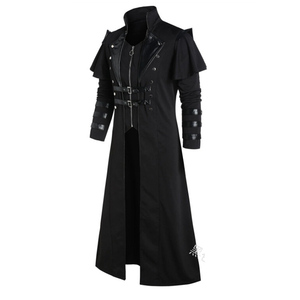 Chaqueta Larga Negra de Cuero Sintético con Estilo Medieval, Steampunk, Pirata, para Disfraz de Halloween, para Hombre Adulto, Estilo Gótico - Product Image 2