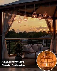 Luci a lanterna da esterno a sospensione <span class=keywords><strong>solare</strong></span> 4 Pack rustica palla Birdcage candela appesa <span class=keywords><strong>lampadario</strong></span> impermeabile per albero - Product Image 4