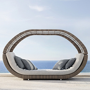 High Quality Durable <strong>Outdoor</strong> Rattan <strong>Daybed</strong> Sun Beds <strong>with</strong> <strong>Canopy</strong> Foldable for Hotels Villas Beach Sunbathing - Product Image 3