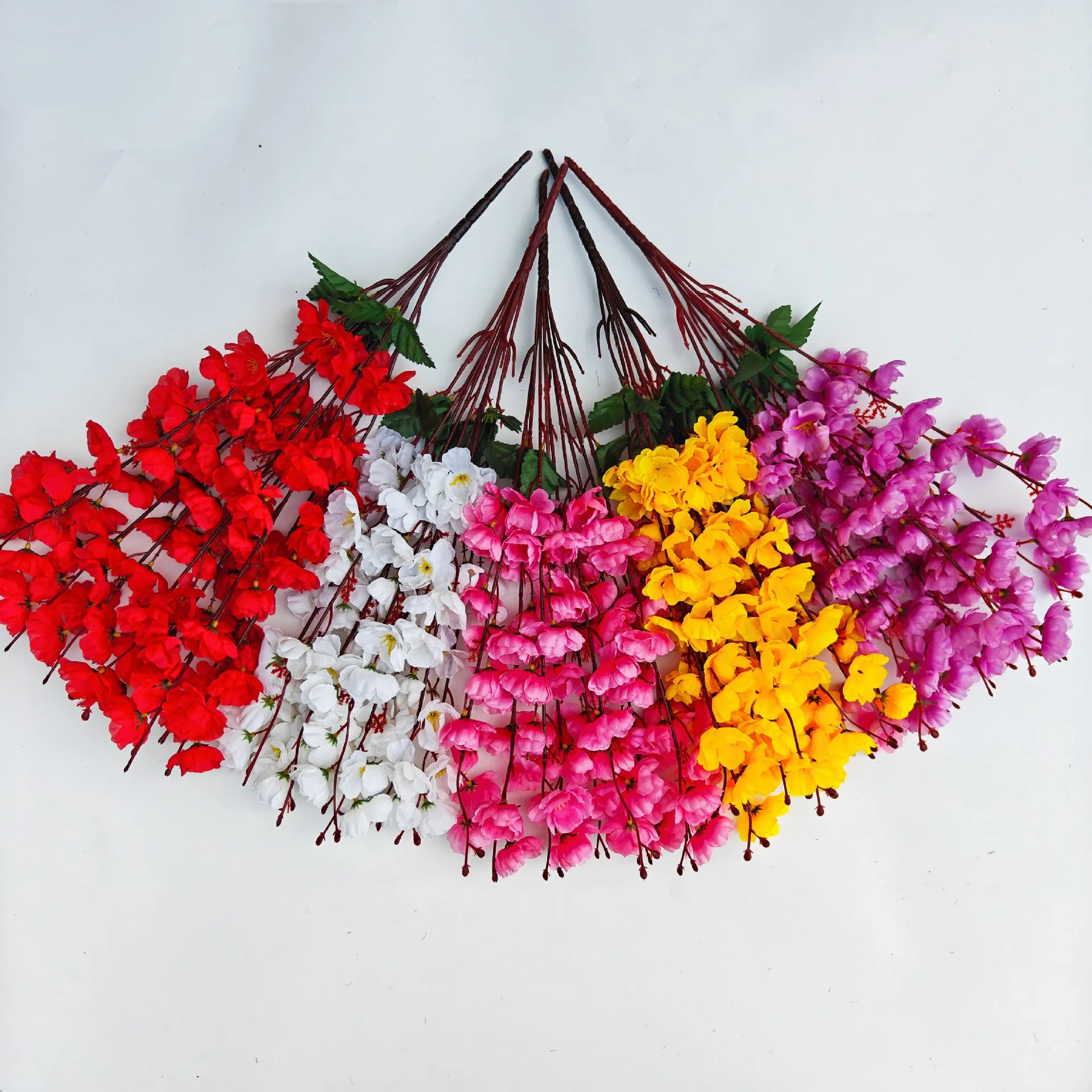 9 forchette fiori di ciliegio di seta rami artificiali fiori di ciliegio steli finti fiori di prugna disposizione fiori per la casa di nozze
