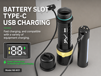 Lampe torche LED rechargeable Asafee D-411 1000 lumens, étanche IP68, en alliage d'aluminium, portée du faisceau de 300 m, mise au point réglable