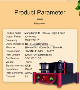 Mona M208-<span class=keywords><strong>M</strong></span> El34 High-End Stereo Buis Versterker Metalen Audio Buis Buis Voor Thuisgebruik 220V Spanning - Product Image 5