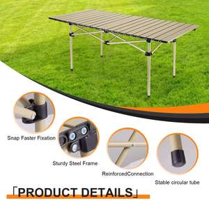 Table pliante de camping en métal légère pour l'extérieur avec sac de transport - Portable pour pique-nique, plage et salle de sport - Product Image 4