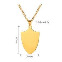 Collar con Colgante de Escudo de Lujo en Acero Inoxidable, Chapado en Oro de Alto Brillo, Ecológico, Grabado Personalizado, Regalo para Hombre