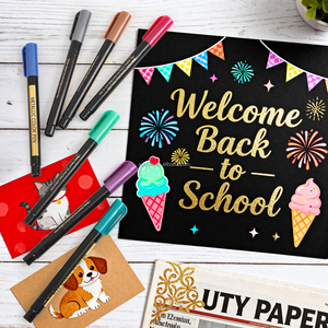 Stylo de couleur métallique personnalisé 12 24 couleurs à base d'eau Art peinture marqueurs d'or pour la fabrication de cartes bricolage Album <span class=keywords><strong>photo</strong></span> dessin - Product Image 3