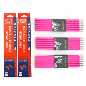 Hot Sale Günstige Pink Pencil mit Radiergummi Schul bedarf Runde Form Holz HB Bleistift
