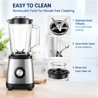 Nouveau Mixeur de Table Électrique Automatique 350-1800W à 5 Vitesses, Bol en Verre 1,5L, Boîtier en Acier Inoxydable, pour Smoothies et Préparations Légères