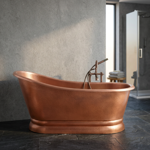 Baignoire autoportante en cuivre ovale, fabriquée à la main, finition antique, pour la maison, l'hôtel, la salle de bain - Product Image 1