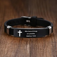 Pulseras de Silicona Suave Religiosas de Acero Inoxidable Haomi, Accesorios de Moda Personalizados, Pulsera Cristiana con Versículos Bíblicos