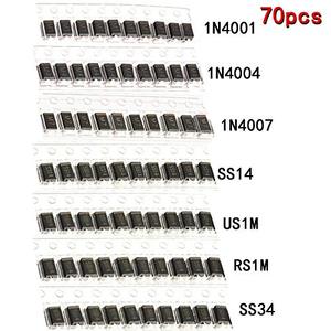 Eiechip 70 Stück/Set SMD Schottky-Dioden-Kit M1 1N4001 M4 1N4004 M7 <span class=keywords><strong>1N4007</strong></span> SS14 US1M RS1M SS34 7 Werte 10 Stück Set - Product Image 2