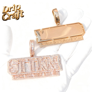 Pendentif Hip-hop STTAM, pendentif lettre pour hommes et femmes, cuivre incrusté de zircon, bijoux tendance Hip-hop, pendentif boutique - Product Image 2