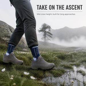 Calcetines de senderismo unisex de lana <span class=keywords><strong>merino</strong></span>, talla <span class=keywords><strong>extra</strong></span> grande, pantorrilla ancha, acolchados, para hombres, mujeres y jóvenes, talla grande, con logo en la parte inferior, venta al por mayor - Product Image 2