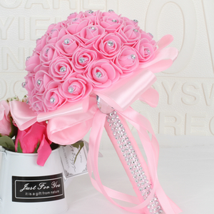 Bouquet de Mariage en Gros, Fleurs Artificielles Réalistes en Mousse PE, Roses, Fausses Fleurs, Ruban Fait Main, Décoration pour Fête, Église, Cadeaux Élégants - Product Image 6