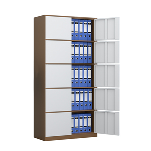 Armoire de rangement latérale de bureau en acier, multi-niveaux, avec portes verrouillables pour documents, livres et fournitures - Product Image 3
