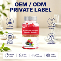 Gummies de complément alimentaire au complexe de glycinate de magnésium 400 mg, avec extrait d'ashwagandha et de mélisse, saveur fruits rouges mélangés, 60 unités