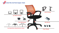 Chaise de bureau exécutive réglable en maille, grande et moyenne, en forme de papillon, avec accessoires et mécanismes en fer