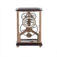Horloge squelette à mécanisme fusee 5 jours, style français antique, cadran en porcelaine artisanal, roue à grande roue en laiton, pendule en laiton