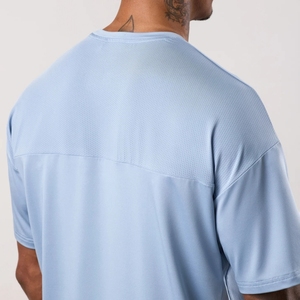 Custom <strong>88</strong>% <strong>Polyester</strong> <strong>12</strong>% <strong>Elastane</strong> Reflective Logo Tshirts Side Split Mesh Panelling Oversized Training Tshirts for Men - Product Image 2