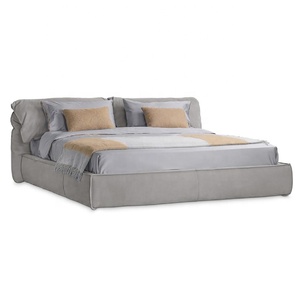 Camas Modernas Italianas de Lujo King Twin Orange, Elegante Cama con Plataforma, Cabecera de Hotel, Diván, Cabecera Suave - Product Image 1